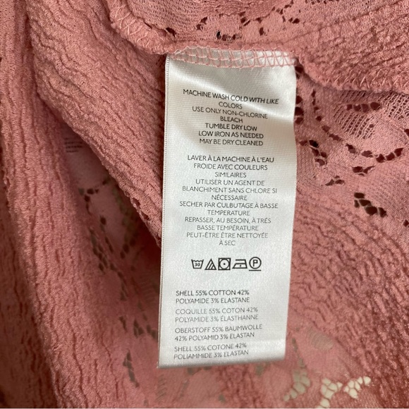 Free People Stacey Lace Blush Crop Puff Sleeve Relaxed Fit Top Size Small - Picture 14 of 15